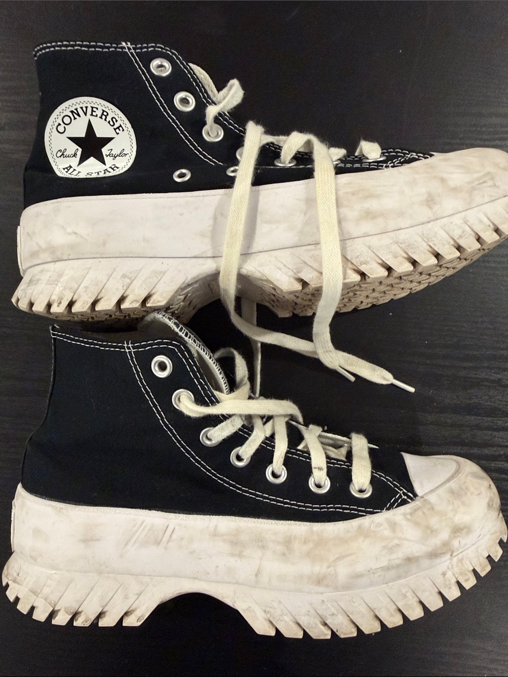 Converse Black High-Top Platform Sneakers with White Sole
